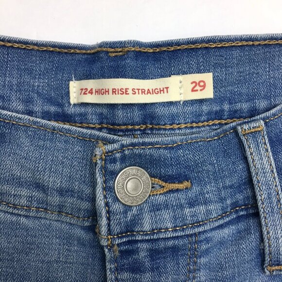 Levi's 724 Women's Straight Leg Jeans High Rise Distressed Light Wash 29 x 33 - Picture 4 of 8